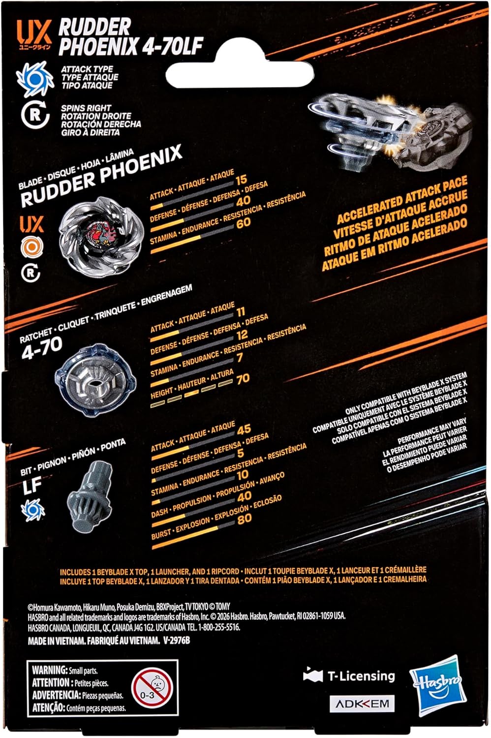 Hasbro Beyblade X UX Rudder Phoenix 4-70LF