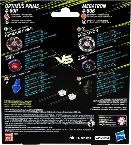 Beyblade X Transformers Collab Optimus Prime 4-60P vs. StarScream Multipack Set