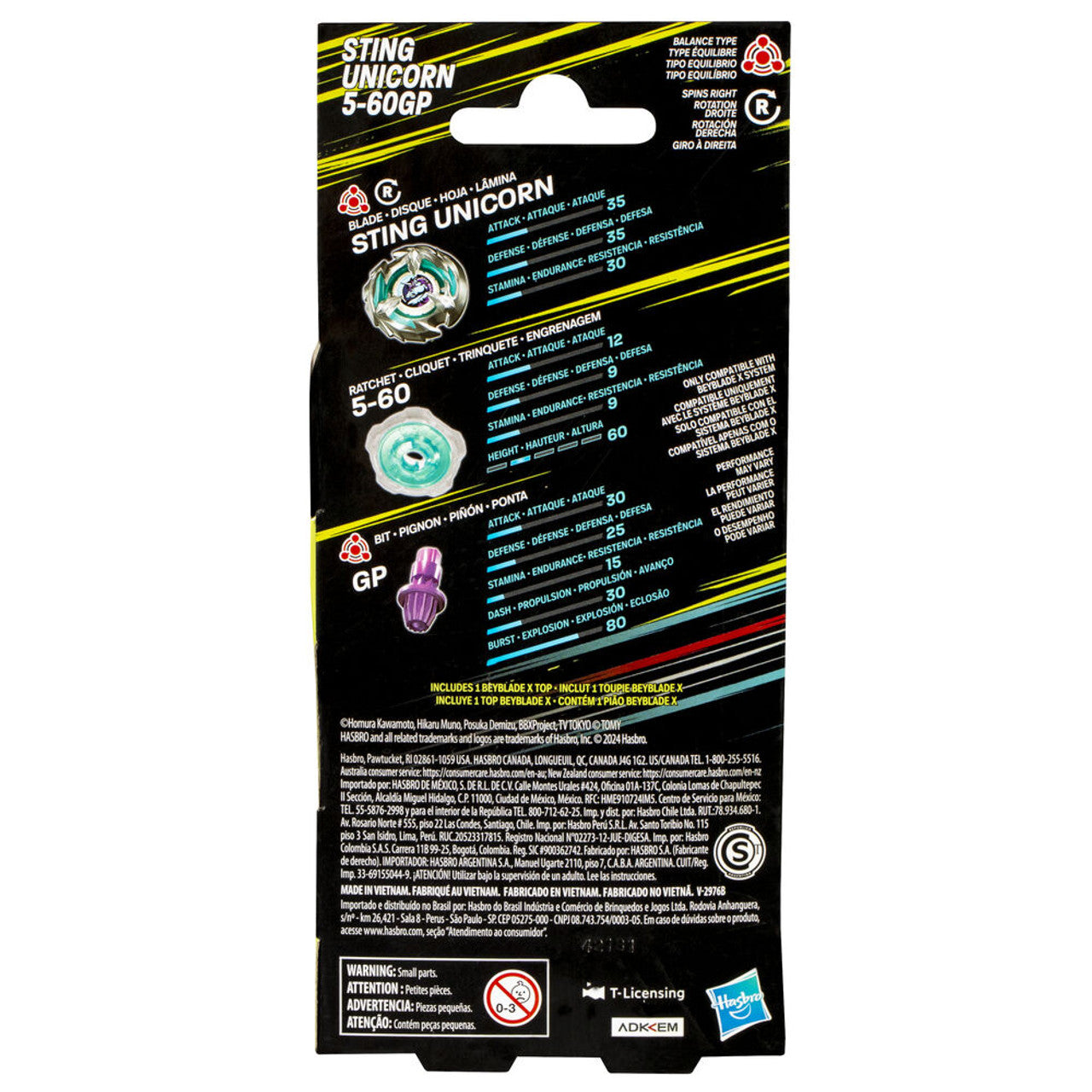 Sting Unicorn 5-60GP Hasbro Beyblade description