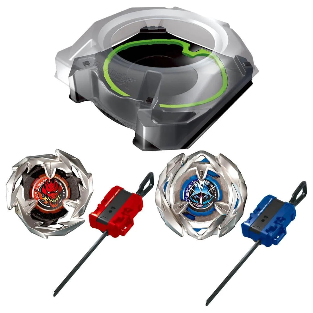 Bey stadium, beyblades and launchers included in the pack of BX 17