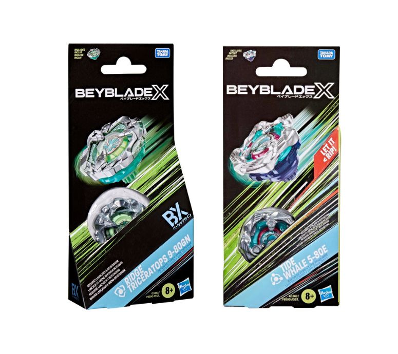 HASBRO Beyblade X Tide Whale Wave 5-80E + Ridge Triceratops 9-80GN