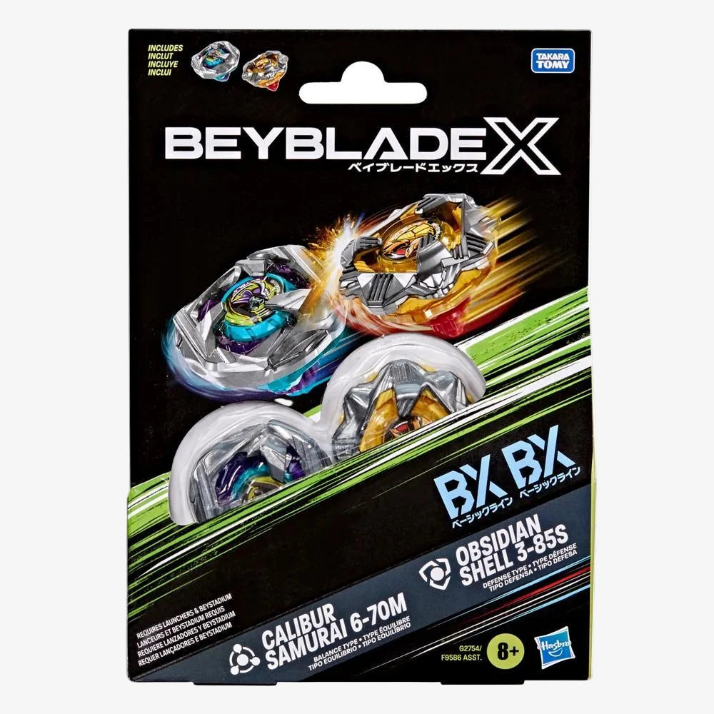 Hasbro Beyblade X Calibur Samurai 6-70M BX & Obsidian Shell 3-85S