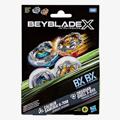Hasbro Beyblade X Calibur Samurai 6-70M BX & Obsidian Shell 3-85S BX Dual Pack Set