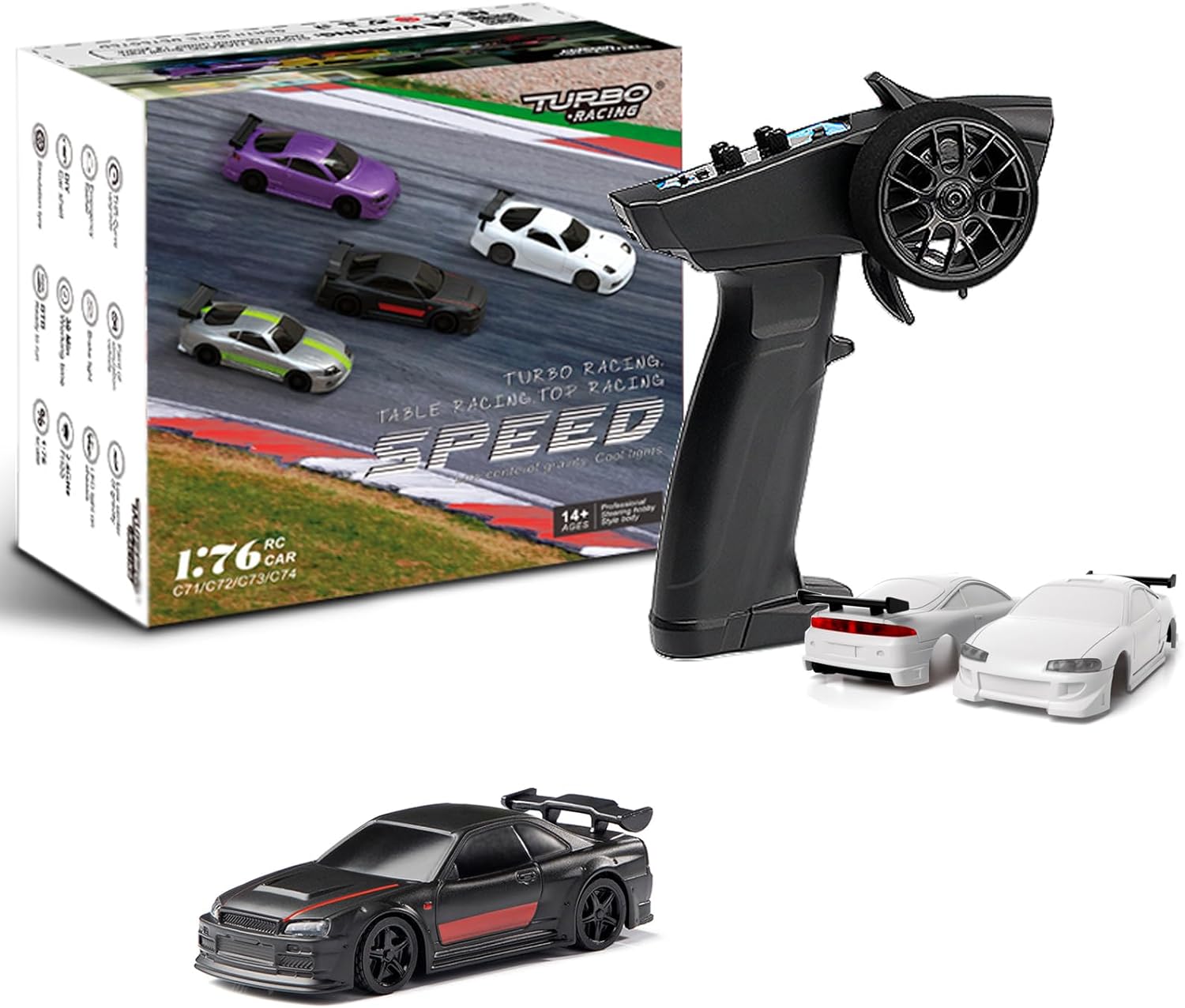 Turbo Racing Rc Turbo Racing 1:76 Mini Drift RC Car (Black Sports) – Mall Of Toys