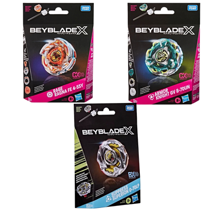 HASBRO Beyblade X Bundle of 3 – Suppress Superion, Knight Armor & Rage Ragna