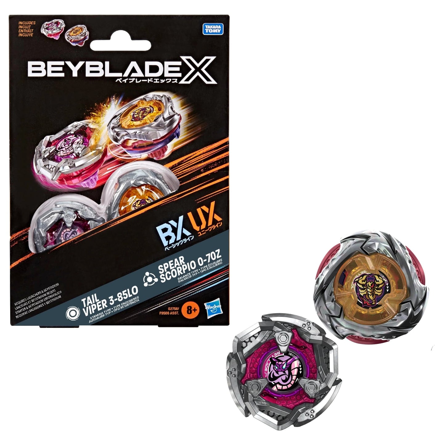 [Pre-Order] Hasbro Beyblade X Spear Scorpio 0-70Z and Tail Viper 3-85LO Dual Pack