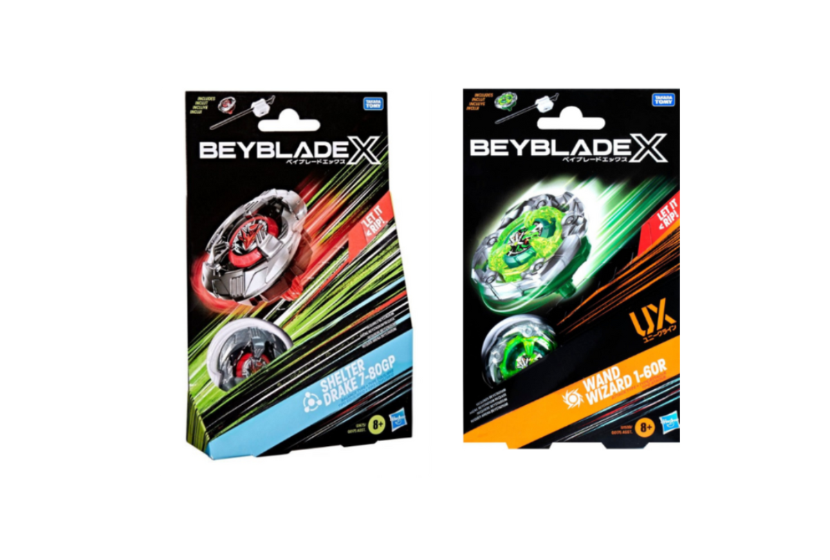 HASBRO Beyblade X Wizard Rod 1-60R & Shelter Drake 7-80GP Starter Bundle
