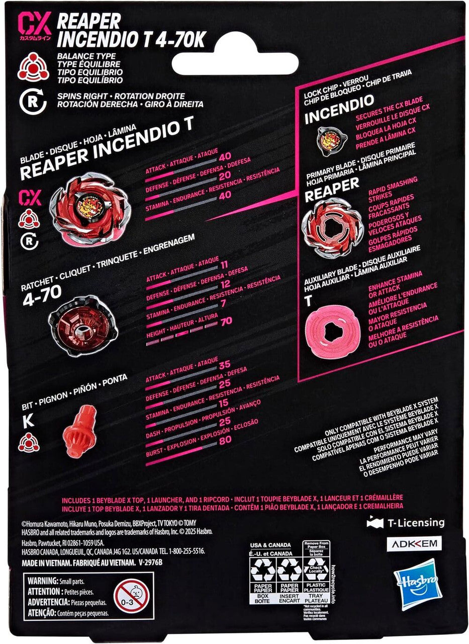 HASBRO Hells Reaper Incendio T4-70K Beyblade X Starter G1678 / CX-05 01