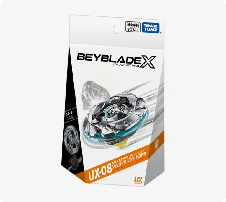 Takara tomy Beyblade X UX-08 Silver Wolf 3-80FB Starter