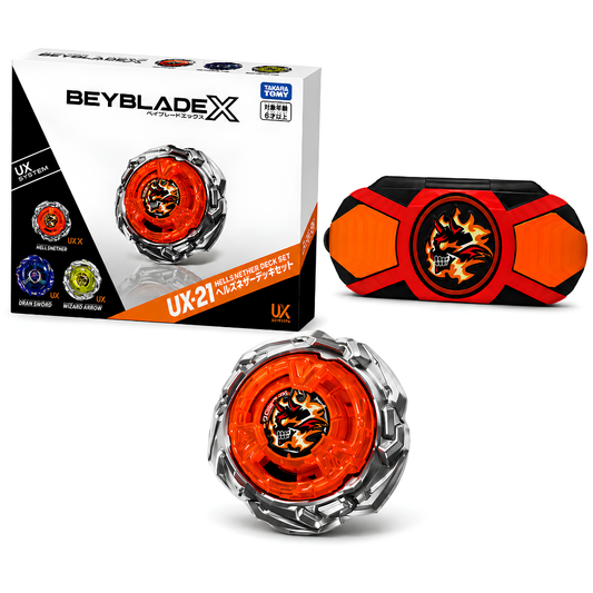 [Pre-Order] Beyblade X UX-21 Hells Nether Deck Set + Hells Nether Capsule Case (Bundle)