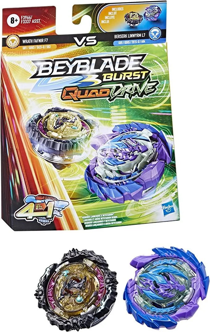 Beyblade Burst QuadDrive Wrath Fafnir F7 and Berserk Linwyrm L7