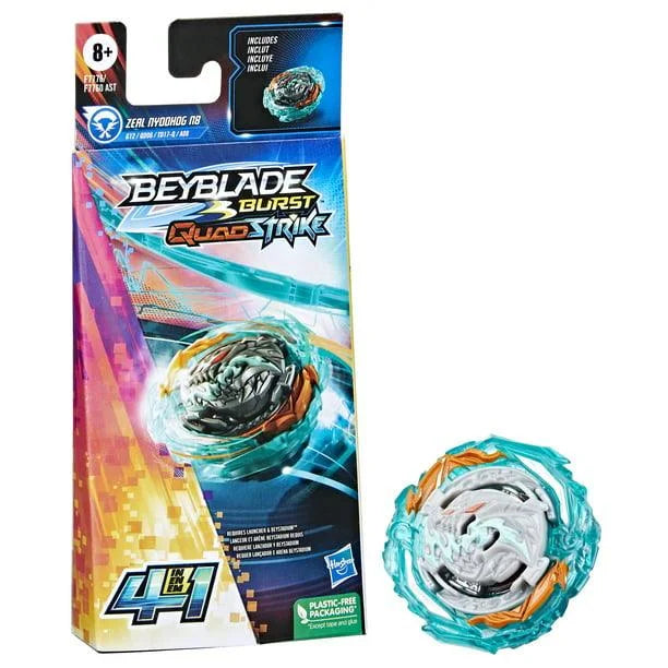 Beyblade Burst QuadStrike Single Pack Zeal Nyddhog N8 Toy for Children from 8 Years