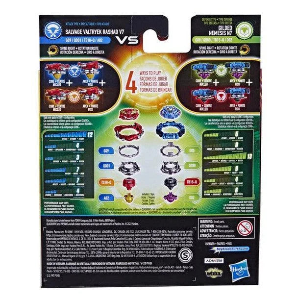 Complete description of F4491 Hasbro Beyblade Quadrive dual pack of N7 and V7