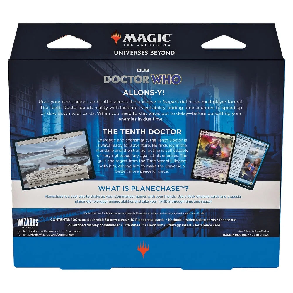Magic: The Gathering Doctor Who Commander Deck - Masters of Evil (100-Card Deck, 2-Card Collector Booster Sample Pack + Accessories)