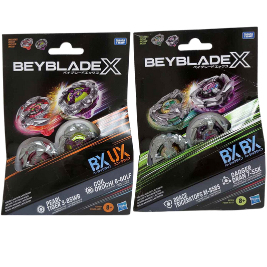 [Pre-Order] HASBRO Beyblade X Pearl Tiger & Coil Orochi + Brace Triceratops & Dagger Dran