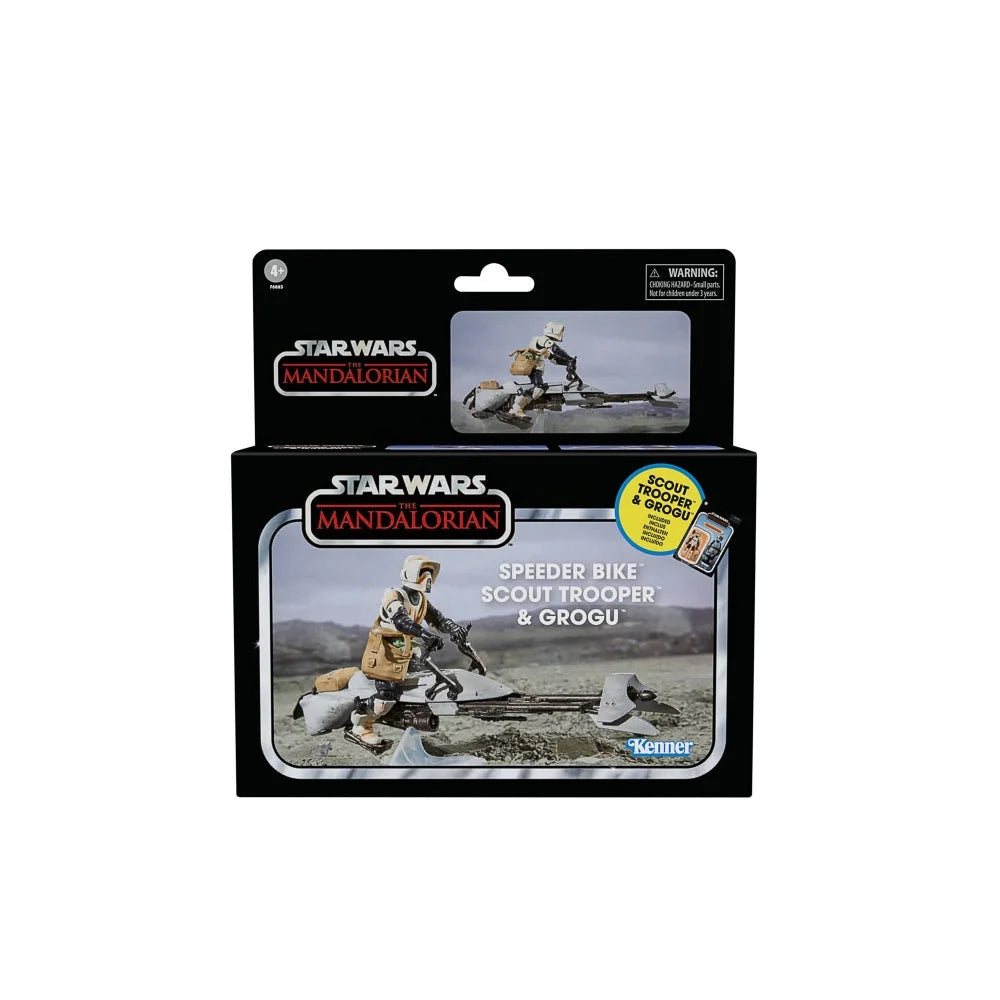 Star Wars The Vintage Collection Speeder Bike, Scout Trooper & Grogu, The Mandalorian 3.75" Vehicle & Action Figures